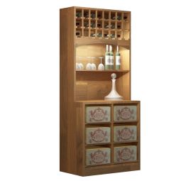 Weinregal PRESTIGE 6, mit Beleuchtung, Eichen-Holz braun gebeizt