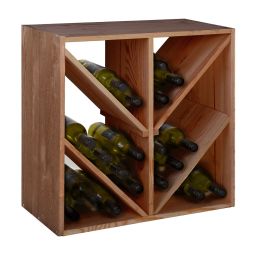 Weinregal 60 cm mit Diagonalfächern, Kiefernholz braun gebeizt